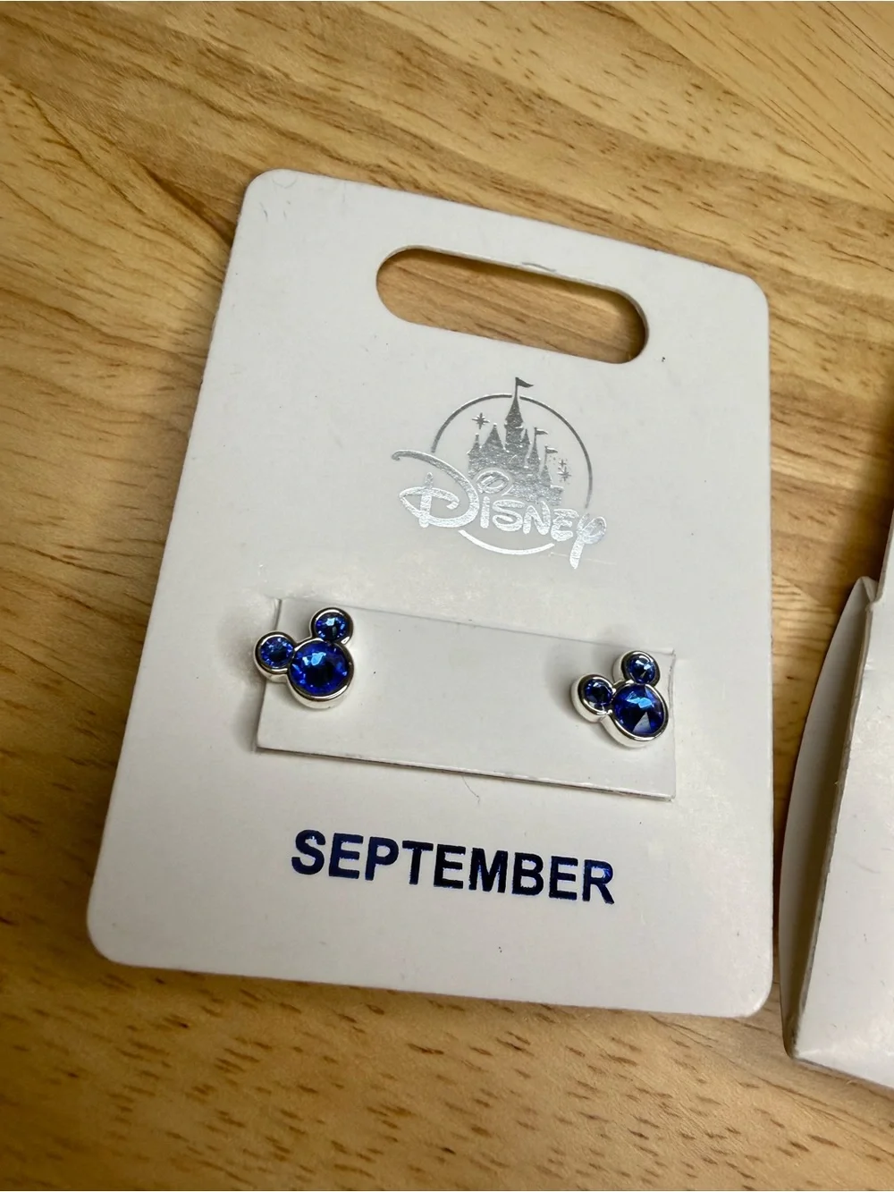 Disney Blue Mickey Mouse Necklace and Stud Earrings Set September Birthstone NWT